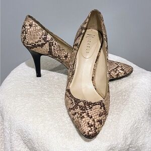 Nickels Brown Heels with Snakeskin Pattern